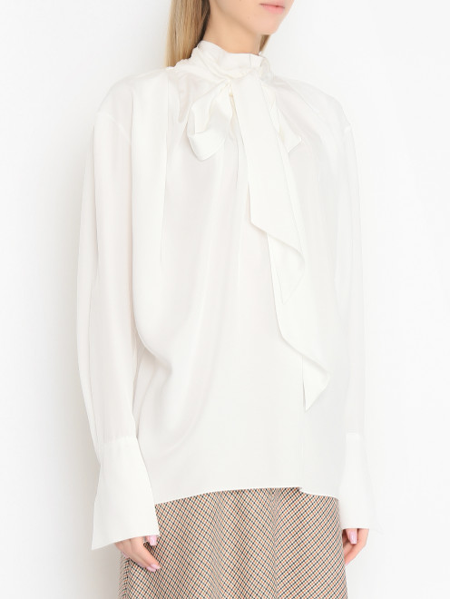 Однотонная блуза со складками свободного кроя Room 513 - МодельВерхНиз
