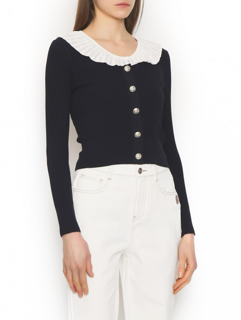 Пуловер с кружевным воротничком и декоративными пуговицами Ellassay - МодельВерхНиз