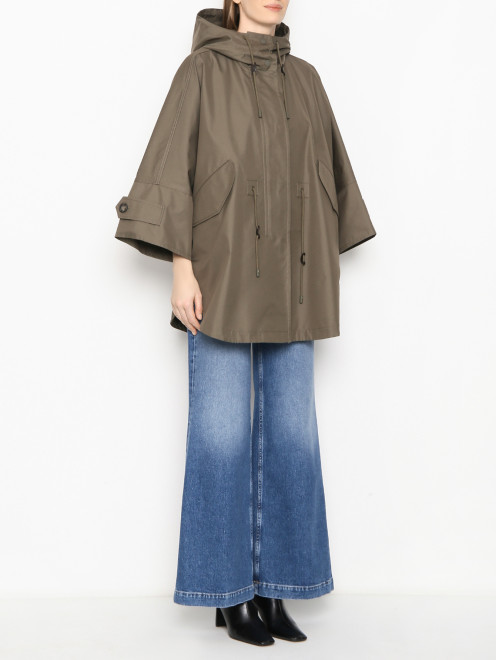 Плащ свободного кроя из хлопка с капюшоном Weekend Max Mara - МодельВерхНиз