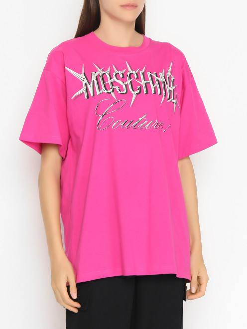 Оверсайз футболка с принтом Moschino - МодельВерхНиз