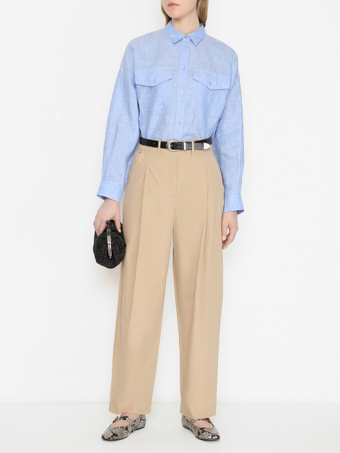 Брюки из хлопка с защипами Weekend Max Mara - МодельОбщийВид
