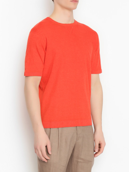 Трикотажная футболка из льна и хлопка Kangra Cashmere - МодельВерхНиз