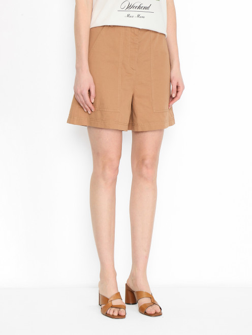 Шорты из смешанного хлопка с поясом Weekend Max Mara - МодельВерхНиз