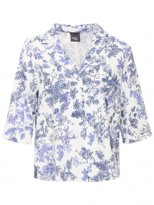 Блуза из вискозы и льна с узором Persona by Marina Rinaldi - Общий вид