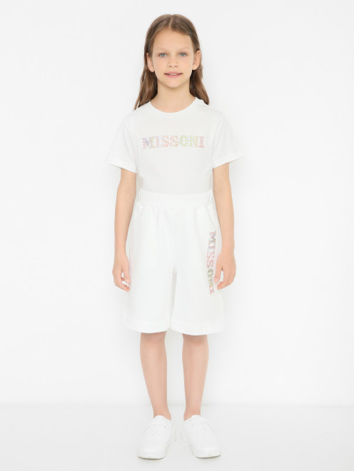Футболка из хлопка с логотипом Missoni - МодельОбщийВид