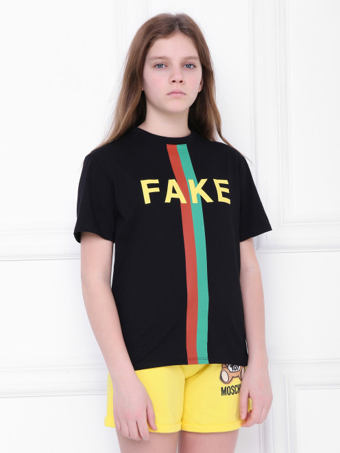 Трикотажная футболка с принтом Gucci - МодельВерхНиз