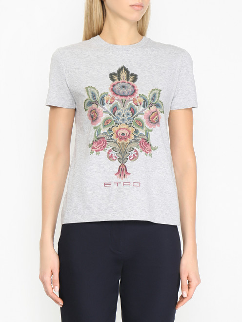 Футболка из хлопка с логотипом Etro - МодельВерхНиз