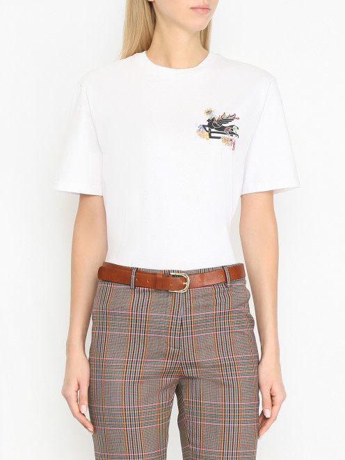 Футболка из хлопка с логотипом Etro - МодельВерхНиз