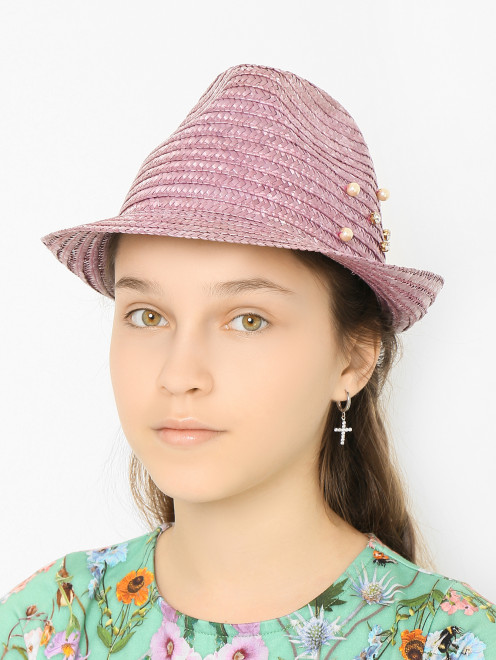 Соломенная шляпа с декором IL Trenino - МодельОбщийВид