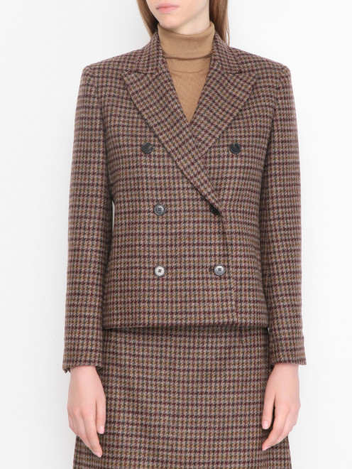 Укороченный двубортный жакет из шерсти Weekend Max Mara - МодельВерхНиз