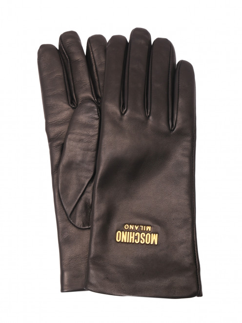 Перчатки из гладкой кожи с логотипом Moschino - Общий вид