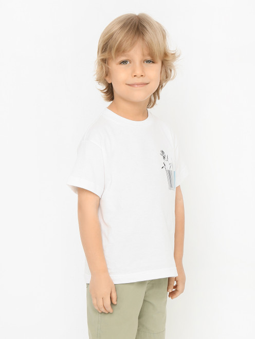 Хлопковая футболка с принтом Il Gufo - МодельВерхНиз
