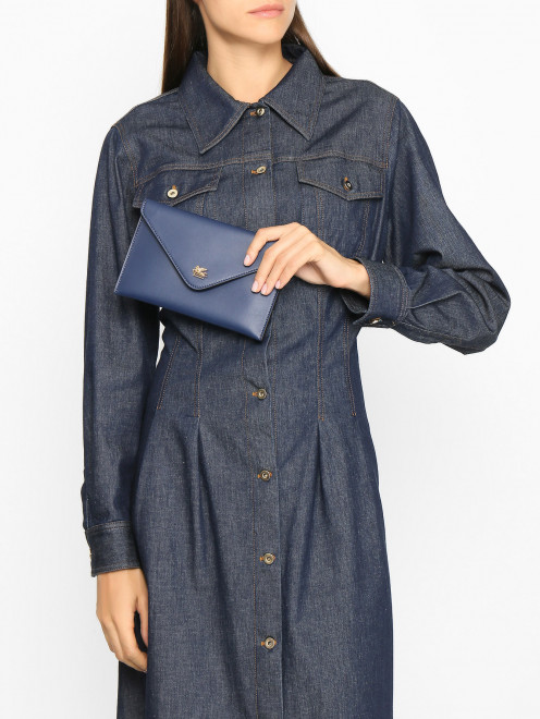 Клатч из гладкой кожи с логотипом Etro - МодельВерхНиз