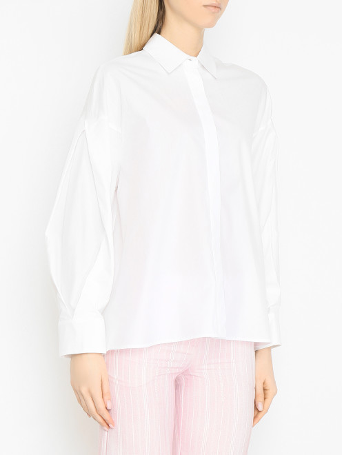 Рубашка однотонная из хлопка Max Mara - МодельВерхНиз