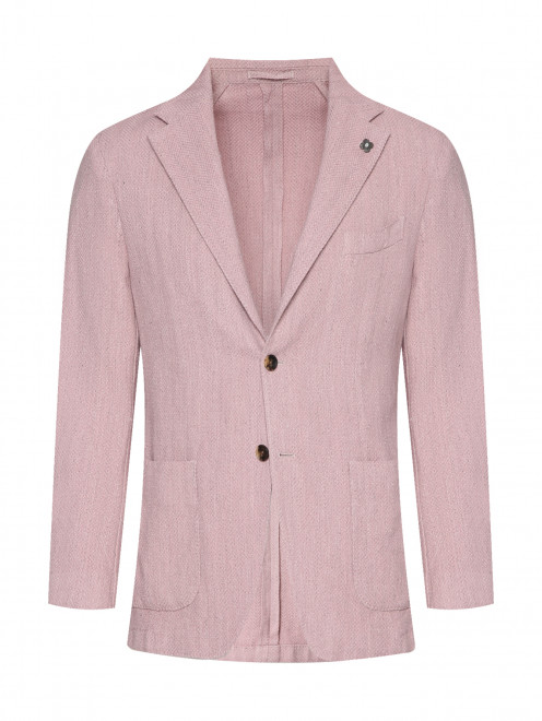 Однобортный пиджак из шерсти и льна LARDINI - Общий вид