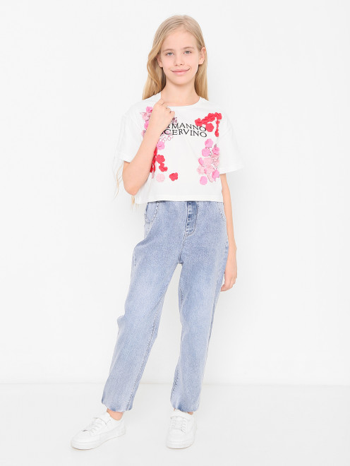 Футболка из хлопка с логотипом Ermanno Scervino Junior - МодельОбщийВид
