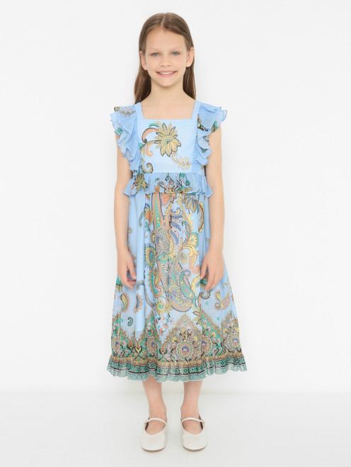 Платье из хлопка с узором Etro - МодельВерхНиз