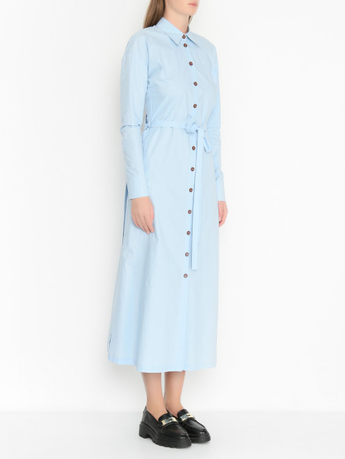 Платье-рубашка из хлопка с боковыми разрезами Alysi - МодельВерхНиз