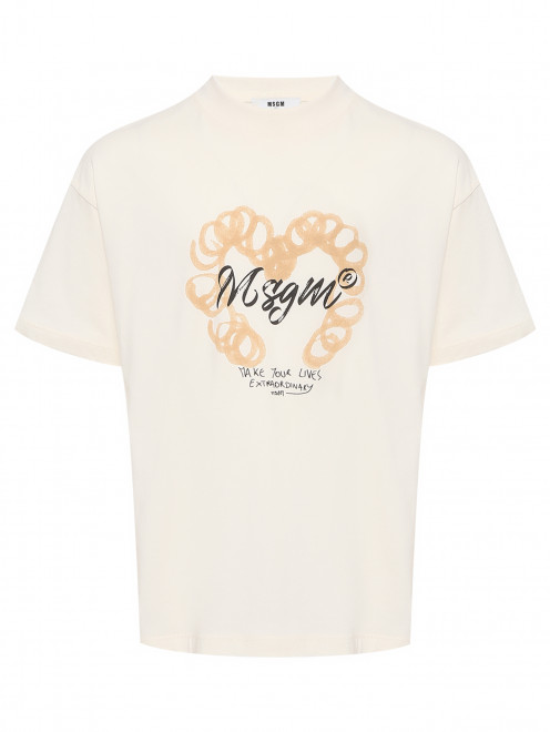 Футболка из хлопка с принтом MSGM - Общий вид